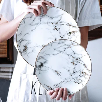 

1PCS Tableware Marble Plates Ceramic Dinner SetPorcelain Cake Plates Porcelain tableware set dinnerware Tableware set