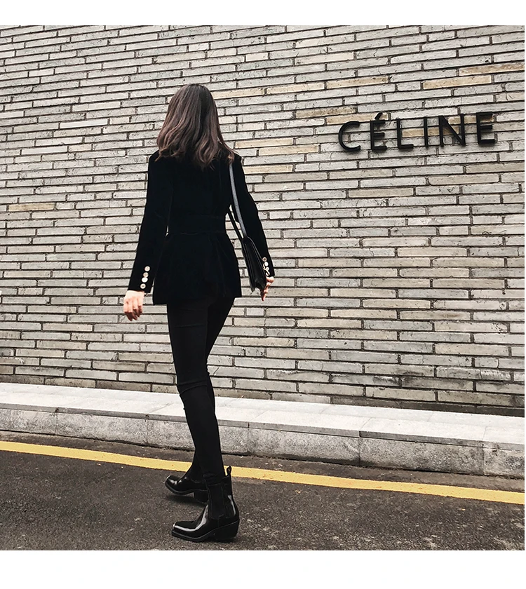 Women blazers and jackets OL work bussiness black velvet jacket coat for ladies mujer casual blazer