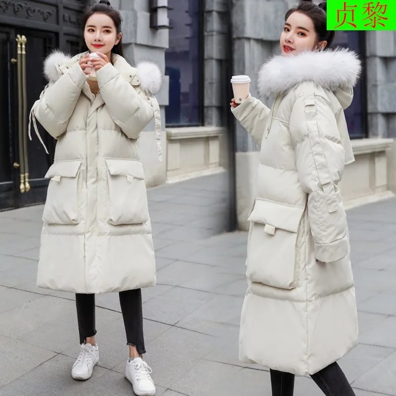 

2018 Winter New Style Women Coat Korean-style Mid-length Thick down Jacket Cotton-padded Clothes Winter over-the-Knee Versatile