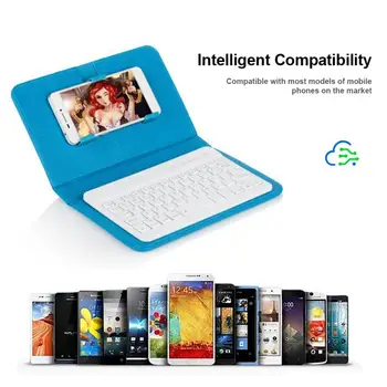 

PU Leather Case Micro USB Wireless Bluetooth Keyboard Stand Cover For Android Mobile Phone Cover Phone Case For Samsung Xiaomi