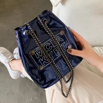 

Fashion Women's Shoulder Bag Messenger Crossbody Bags For Women 2020 Bucket Patent leatherGirl Chain Soft Small Women Bag