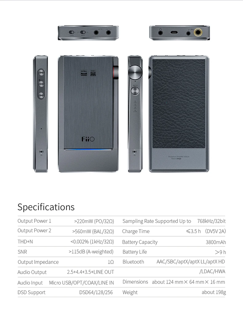 FiiO Q5s Bluetooth 5,0 Dual AK4493EQ DSD256 PCM 768 k/32 бит ЦАП и усилитель USB усилитель DAC для iPhone/компьютера/Android/sony