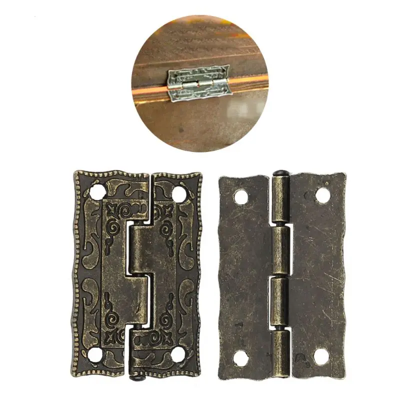 10Pc 36x23mm Antique Bronze Hinge Wooden Furniture Jewelry Box Cupboard Hardware