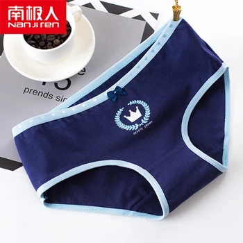 

NANJIREN 5/pcs Women Briefs Cotton Blue Print Female Underwear Plus Size Underwears Panties For Girl Beautiful Teenage Shorts