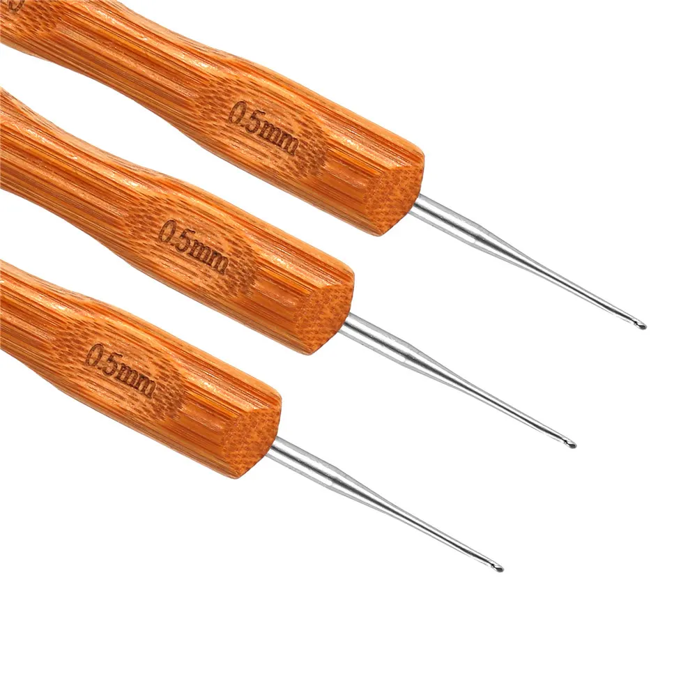 Dreadlock Needle 1-2 Hook 1-3Hooks Style 0.5Mm 0.75Mm Natural Bamboo For Braid Hair Extensions Tool 1Pcs/Lot