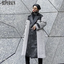 SuperAen, хлопковое шерстяное пальто для женщин, зима, размер, двубортное Женское шерстяное пальто с длинным рукавом, женская одежда