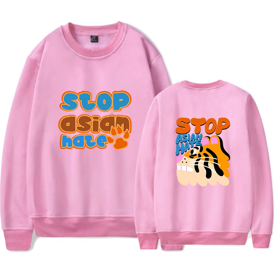 Stop Asian Hate Character Hoodies Fleece Streetwear Hoody 2021 Male Loose Casual Pullover Autumn Spring New