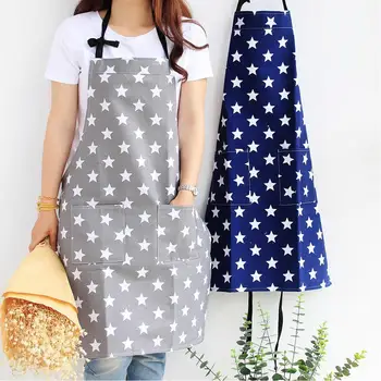 

Adjustable Aprons Five-pointed Star Print Apron Cooking Baking Barbecue Anti Oil Apron Home Cleaning Aprons Kitchen Tools