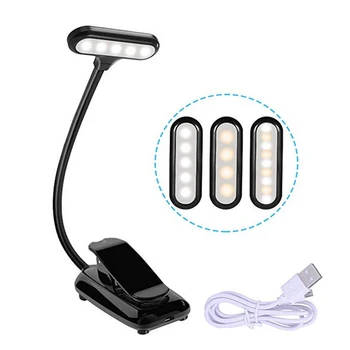 Oplaadbare Led Usb Boek Licht Leeslamp Flexibele Boek Lamp Dimmer Clip Tafel Bureaulamp Draagbare Clip Licht
