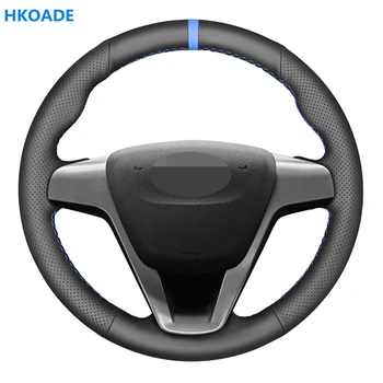 

DIY Hand-stitched Black Hige Soft Artificial Leather Car Steering Wheel Cover for Lada Vesta 2015-2019 Xray 2015-2019