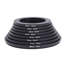 

8Pcs Filter Step Down Rings Adapter 82-77-72-67-62-58-55-52-49mm 82mm-49mm Filter Lens Rings for DSLR Camera Accessories