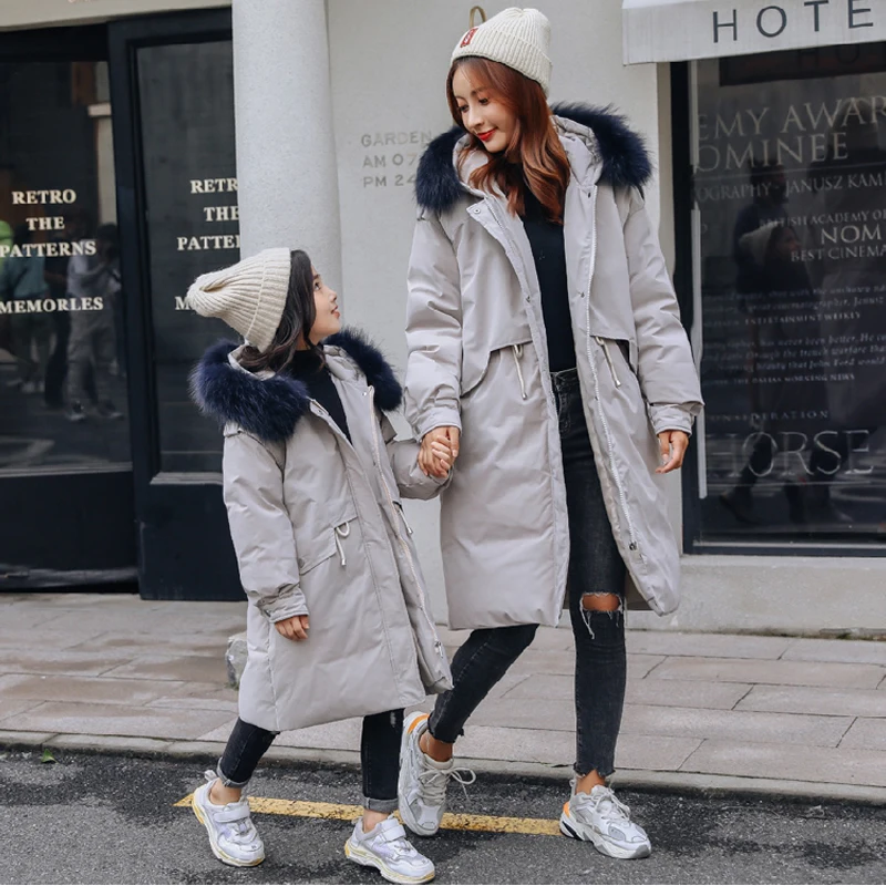 

Girls Winter Parka Casual Down Jackets for Teenage Girl Outerwear 12 14 15 years Mother and Daughter Family Matching Clothing