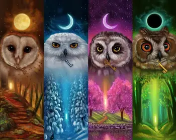 

5D Diamond Painting Kits Full Round DIY Owl Landscape Cross Stitch Pattern Rhinestone Embroidery Kits Arts Craft Wall Sticker