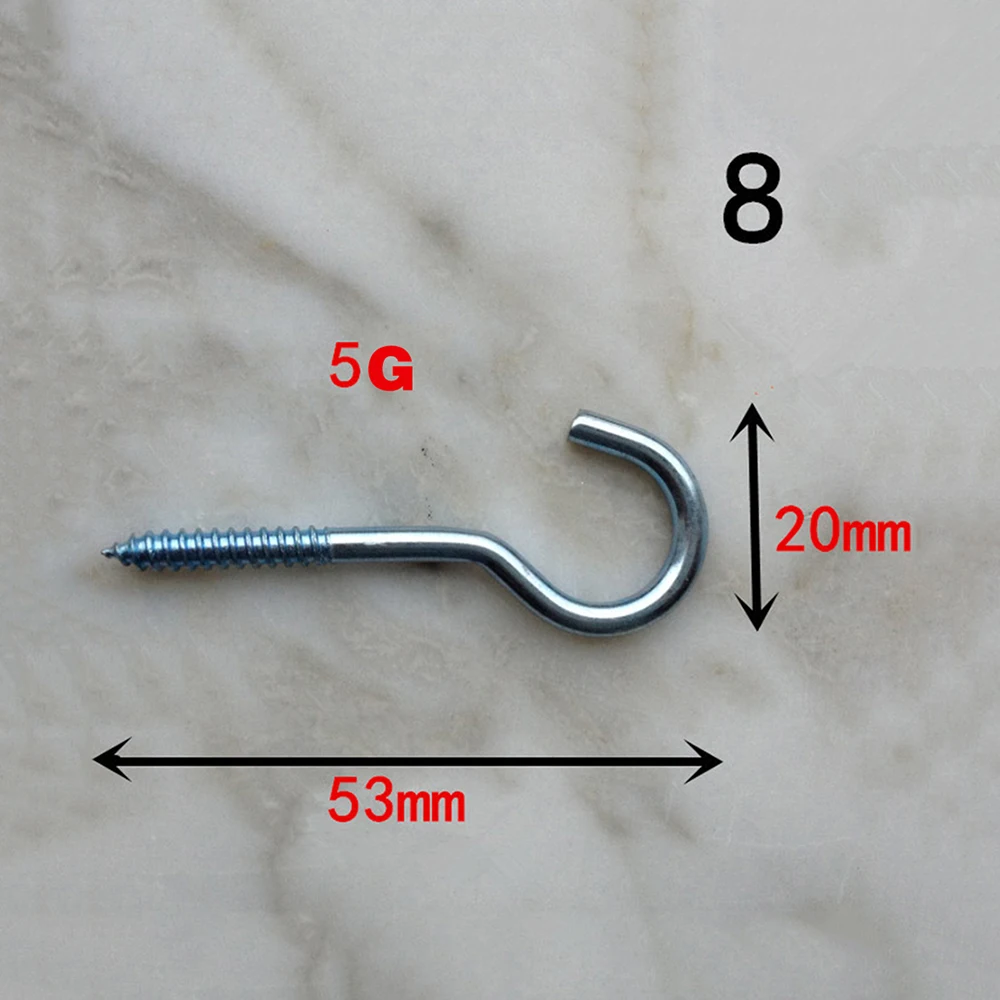 New 90Pcs Sheep Eye Hooks Question Mark Hook Metal Screw Threaded Peg 6 8 10 Sizes For DIY Arts,Crafts Leathercraft Accessories