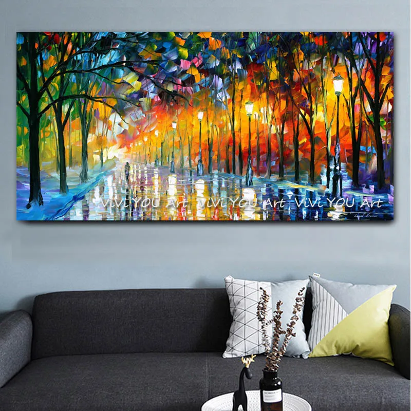 Canvas-Painting-Landscape-Poster-Walling-In-Rain-Light-Road-Oil-Painting-Wall-Art-Pictures-for-Living (2)