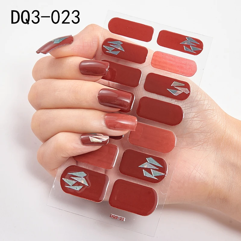 Korean Fashion Colorful 3D Glitter Sequins Nail Art Stickers Manicure DIY Nail Strips Wraps Solid Color