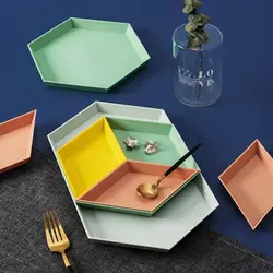 Творческий рабочего Бесплатная Набор подносов набор из четырех частей Съемная завтрак фруктовый пластины Nordic геометрический пластиковый