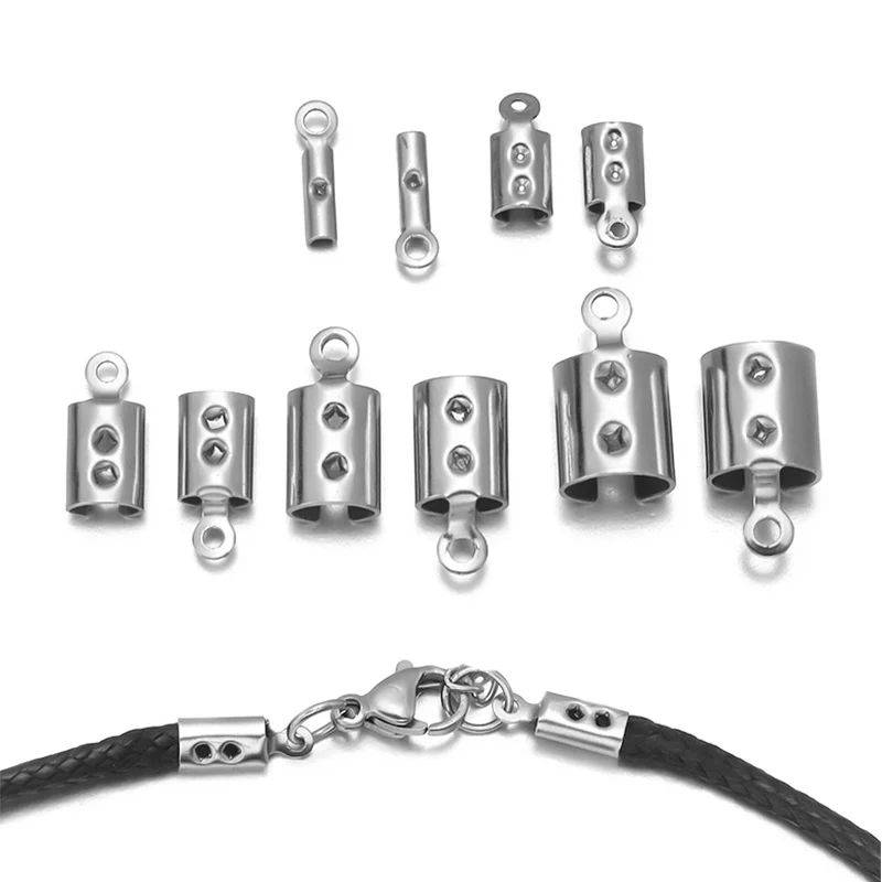 Aço inoxidável Crimp End Beads Caps para Fazer Jóias, Couro Cord Clip Tip, Fold Crimp Bead, Pulseira Conectores, Alta Qualidade