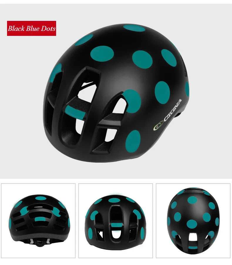 black blue dots CIGNA город Велосипеды шлем исполнение интегрированная формовка производственный процесс PC+ EPS материал супер светильник дизайн универсальный шлем Велосипеды аксессуары - Цвет: black blue dots