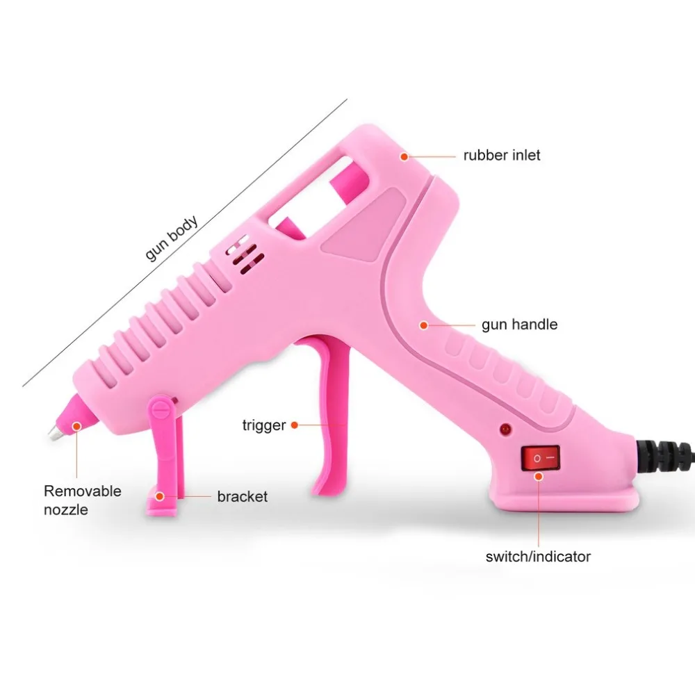 RJ801 30 Вт термоплавкий клеевой пистолет с клеевым стержнем для DIY ручной работы, инструменты для ремонта игрушек, электрические термоклеевые пистолеты розового цвета, американский тип