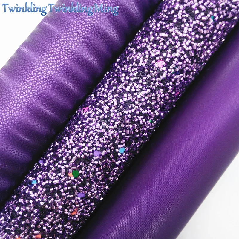 

PURPLE Glitter Fabric, Iridescent Faux Leather Fabric, Synthetic Leather Sheets For Bow A4 8"x11" Twinkling Ming XM276