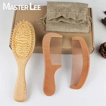 

Master Lee Three-piece Set Comb Set Anti-static Massage Comb Massage Air Bag Air Cushion Comb Pear Wood Comb
