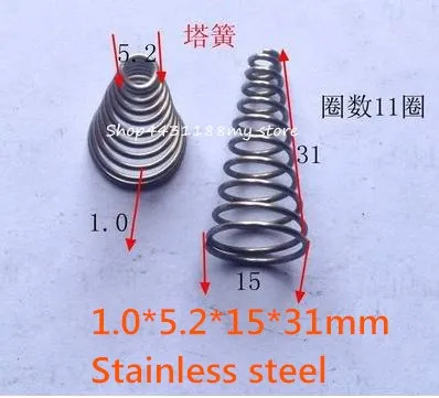 

5pcs/lot 1.0*5.2*15*31mm Stainless steel conical compression springs manufacturer free shipping