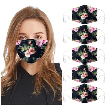 

5PCS PM2.5 Breathable Flower Face Mask Printed Masks Fabric Protective PM 2.5 Dust Mouth Cover Washable Reusable Mouth Mask