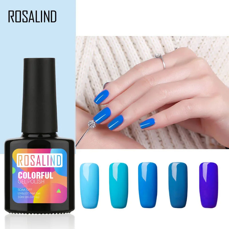 ROSALIND 10 пилка для ногтей сплошной синий цвет УФ гель лак набор для маникюра Полупостоянный Гибридный Гель-лак художественный TSLM2