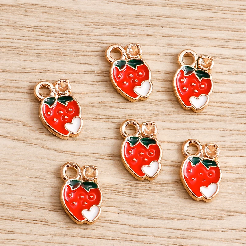 Set of 10 Colorful Fruit Enamel Charms for Handmade Jewelry Crafting