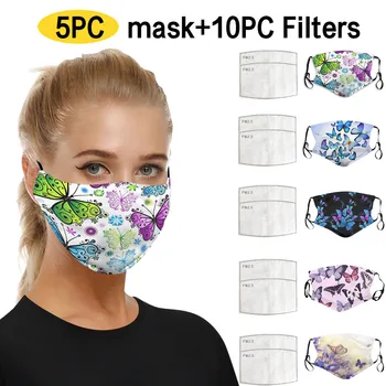 

5PC Dustproof Mask Women Reusable Windproof Foggy Haze Anti-spitting Protective Mask Маски Masque mascarilla Face masks