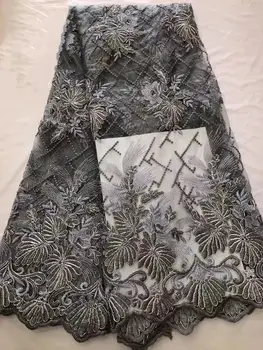 

2020 Grey 3 D Flowers Mesh Tulle Embroidered Net Lace African French Lace Fabric Nigerian French Net Lace Swiss Lace Fabric