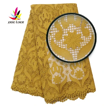

Latest Water Soluble Lace Fabric With Stones 2020 High Quality African Cord Nigerian Chemical Embroidered Lace For Women Dress
