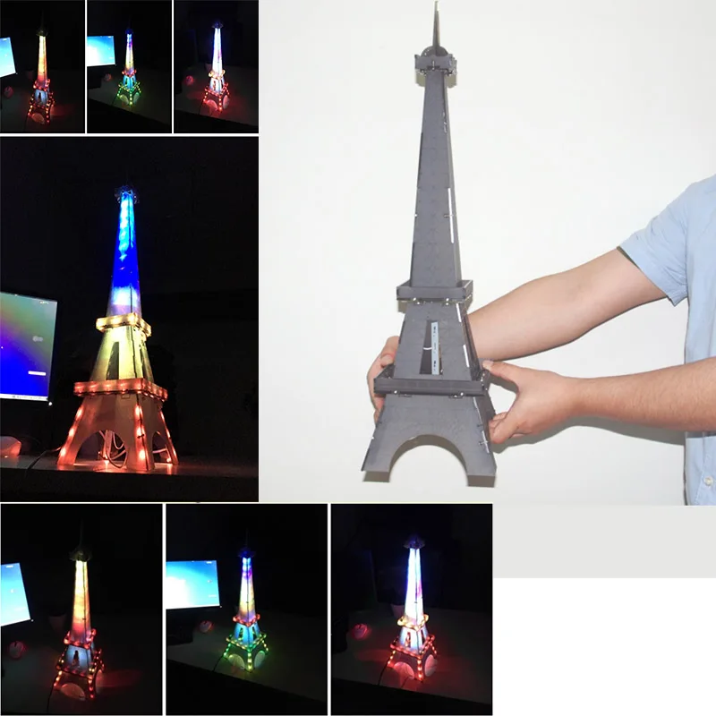 YOURPAI Puzzle cube lumineux à monter soi-même musique kit de tour électronique affichage LED avec télécommande couleur 