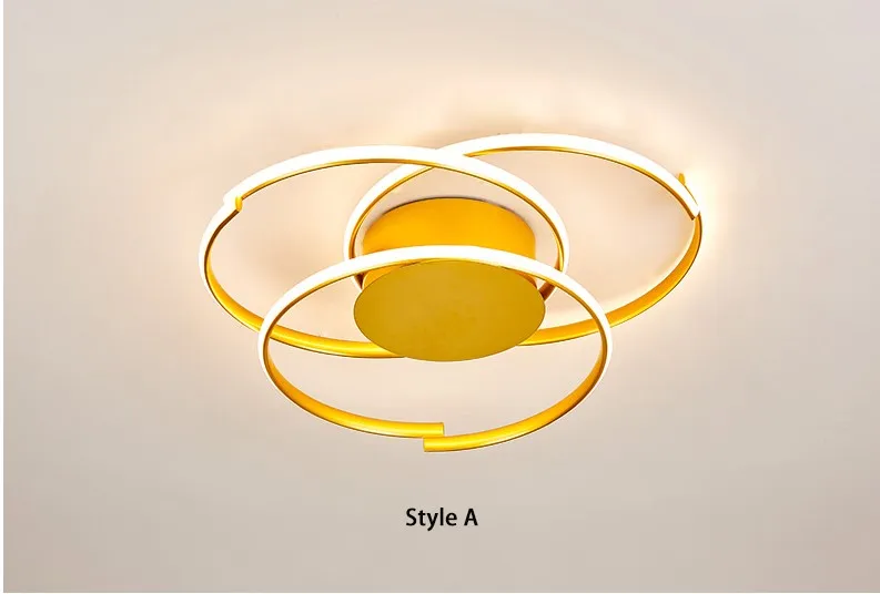 LICAN, современная люстра, светодиодная лампа для гостиной, спальни, комнаты, домашнего декора, золотая волна, люстра для дома, спальни - Цвет абажура: Style A