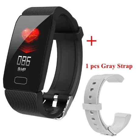 Add gray strap Смарт-часы UTELITE Q1, 1,14 дюймов, ips, IP67, водонепроницаемый, пульсометр, измеритель артериального давления, ремешок для телефона Apple, Xiaomi, huawei - Цвет: Add gray strap
