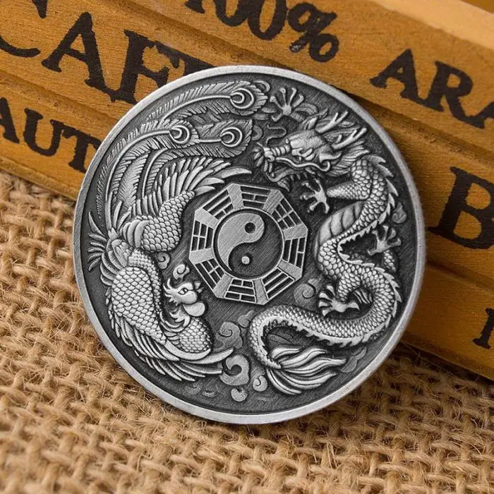 Памятная медаль Дракон и Феникс чэнсян памятная монета Дракон и Феникс значки с животными коллекция подарок DC1