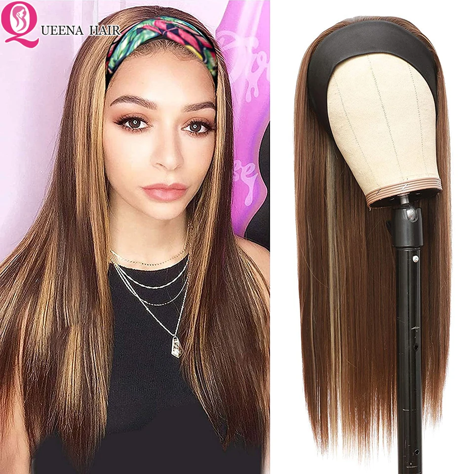 Peruca de Cabelo Reta com Anexado Perucas para as Mulheres Humano Loira Peruca Cachecol Remy Brasileiro Cabeça Banda Perucas 150% 613 Mel 5 peruca reta com anexado cachecol perucas para