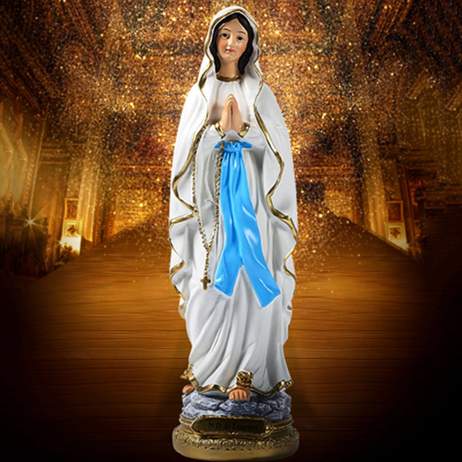 Catholic Resin Madonna Virgin Mary Statue Figure Handmade Figurine Religious Wedding Gift Xmas Desktop Decoration