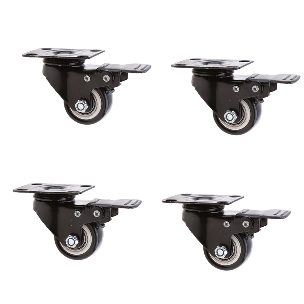 4 шт. 1,5 ''поворотные колесные диски мебель на колесиках Кастер с тормозом черный