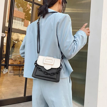 

2020 Fashion panelled PU leather women's chain Shoulder Messenger Bag purses and handbags crossbody bags for women sac femme