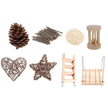 

8Pack Hamster Chew Toys,Molar Toy for Teeth Natural Apple Sticks,Animal Chew Toys for Birds Bunny Rabbits Gerbils