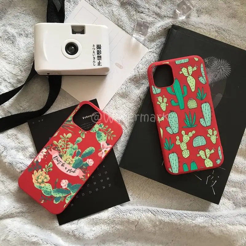 Plant Cactus Phone Case For IPhone 7 8 6 6s Plus Xr X Xs 11 12 Pro Max Red Candy Colors Cover | Мобильные телефоны и
