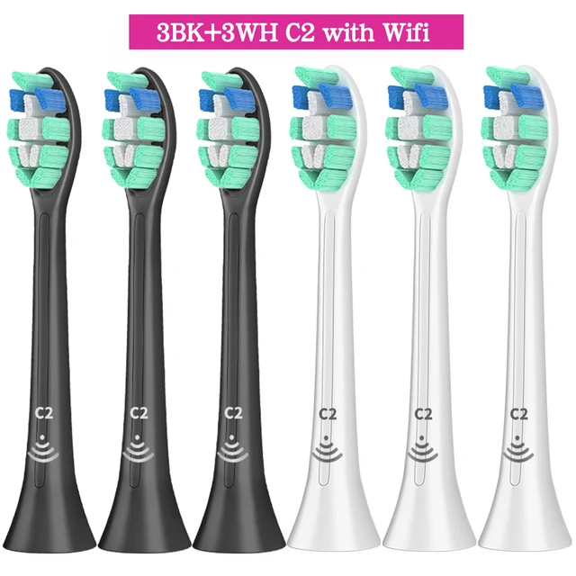 Apply to Philips Sonicare Toothbrush HX6250 HX6530 HX6730 HX6930 Electric Toothbrush Replacement Heads Bluetooth BrushHeads 3WH-3BK-C2-With Wifi