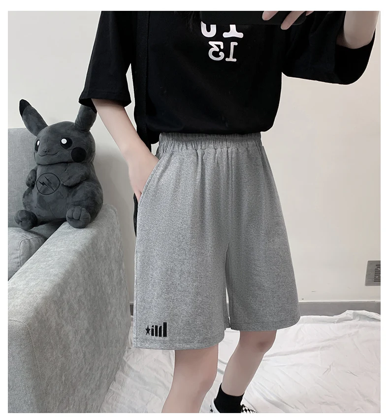 BIVIGAOS Summer Women Gray Sport Shorts Sweatpants Trend Fashion Loose Shorts High Waist Straight Casual Wide Leg Shorts