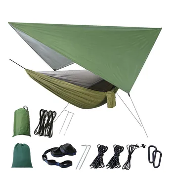 

Outdoor Pop-Up Netting Hammock Tent With Waterproof Canopy Awning Set Automatic Quick Opening Mosquito Free Hammock Portable