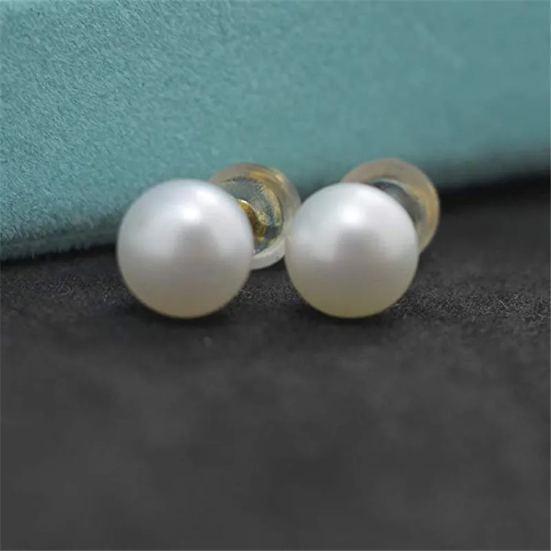 Natural Freshwater Pearl Stud Earrings Real 925 Sterling Sliver Earring Cultured White Pearl for Women Earring Jewelry Wholesale