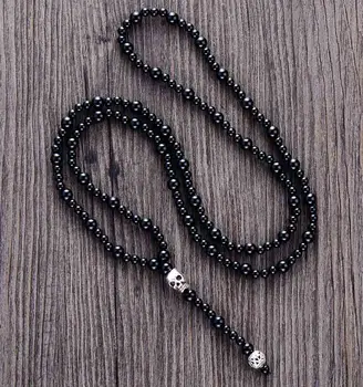Men Necklace Quality Black Onyx with Skull Mens Rosary Necklace Beads Punk Couple Necklace Mens jewelry Dropshipping