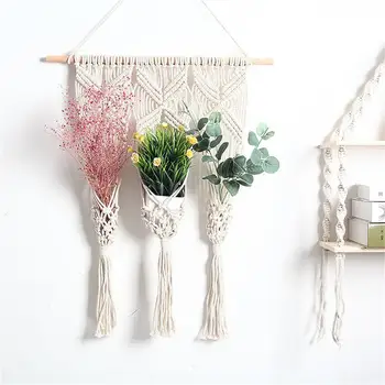 

Handwoven Plant Hanger Indoor Hanging Basket Decorative Bohemian Flower Pot for Living Room Bedroom Office Garden Decoration