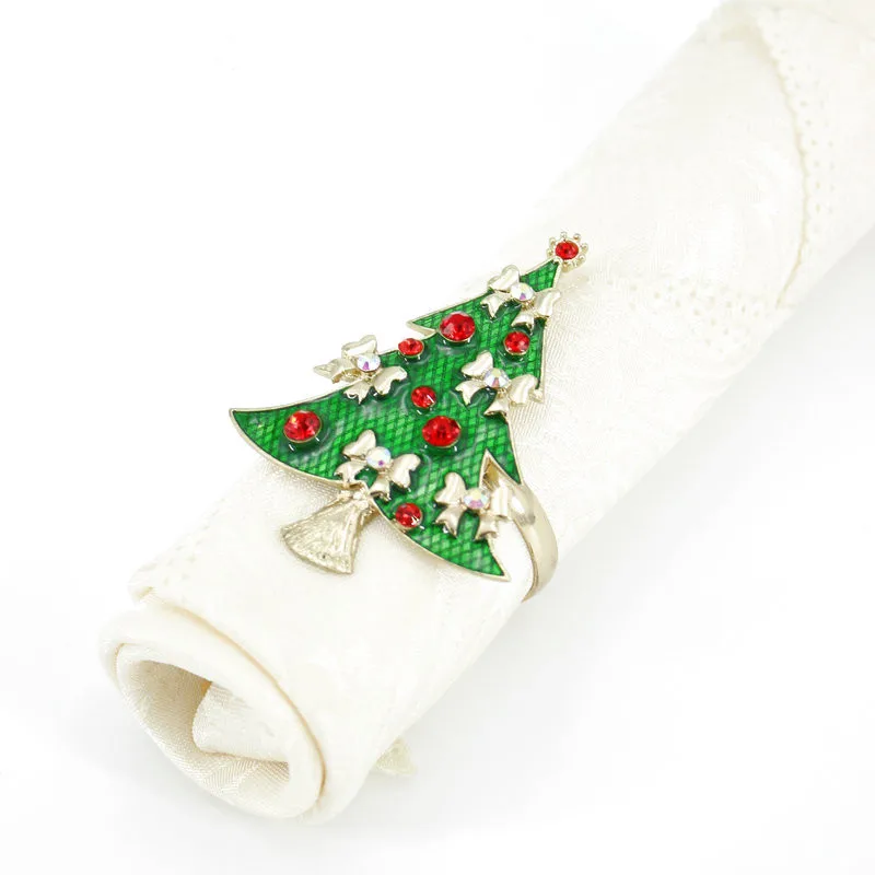 

6Pcs/Lot Gold/Sliver Hotel Family Party Dining Table Eco-Friendly Christmas Tree Metal Napkin Rings Holders For Wedding